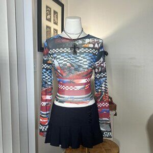 Y2k Micro Mesh Race Crop Top